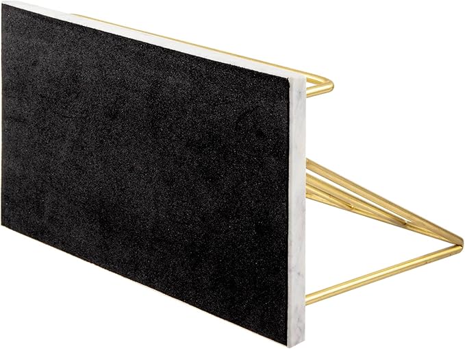 MyGift Modern Brass Metal Wire and White Marble Kitchen Cookbook Stand - Countertop Recipe Book and Tablet Holder - Handcrafted in India