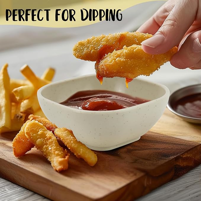 5 oz Small Wheat Straw Bowls Set of 6, Unbreakable Dipping Bowls Soy Sauce Dish, Small Dessert Bowls Snack Bowls for Kitchen, Microwave and Dishwasher Safe (Beige)