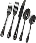 Roberts & Belk 20-Piece Camden Black Silverware Set – Flatware for 4 – High Mirror Stainless Steel Utensils with Knives, Forks & Spoons