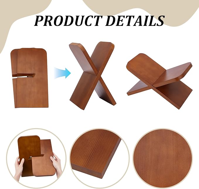 Open Book Display Stand, Wood Book Stands for Display, Cookbook Stand, Recipe Books Holder, Textbook Stands, Reading Accessories Art Document Books, Bible, Magazines, Home and Office