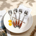 Sporks, 8-Pack Stainless Steel Sporks, 6.9 Inches Salad Forks and Spoons with Wood Grain Bakelite Handle For Dessert, Ice Cream, Salad, Soup, Noodle, Spaghetti, Dishwasher Safe