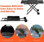 Grill Stand for Ninja Woodfire OG701, OG850, OG951, Portable Foldable Grill Table with Wheels & Side Shelf, 51" Large Space BBQ Table for Weber, Blackstone Griddle, Ooni Pizza Oven Accessories