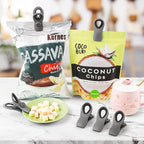 10 Pack Magnetic Chip Clips, Gray Plastic Snack Clips with Magnet for Refrigerator