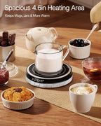 Coffee Mug Warmer for Desk, 50W Fast Heating Cup Warmer with Smart Display, 4 Temps & 12H Timer, Auto Shut Off for Tea, Milk, Hot Drinks - Marble Effect