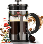 BAYKA 21 Ounce 0.6 Liter French Press Coffee Tea Maker Small, Heat Resistant Thickened Borosilicate Glass Stainless Steel Single Serve Brewer, Cold Brew Cafetera Teapot, Dark Pewter