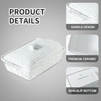 KOOV Ceramic Casserole Dish with Lid, Covered Rectangular Casserole Dish Set, Lasagna Pans with Lid for Cooking, Baking dish With Lid for Dinner, 9 x 13 Inches, Splash Series (Splashed White)