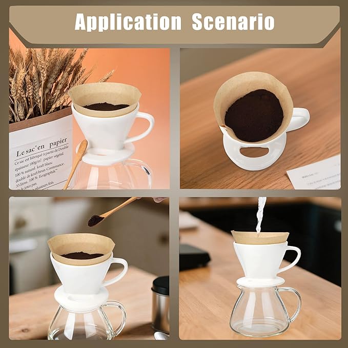 600 Count Coffee Filter #4, #4 Coffee Filters Disposable, Unbleached Natural #4 Cone Filters Paper Compatible with Drip and Pour Over Coffee Maker(8-12 Cup)