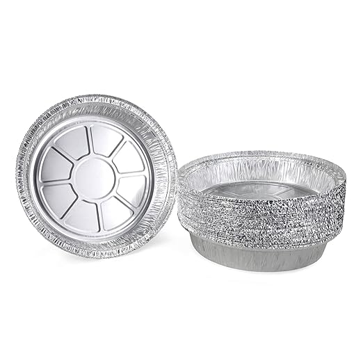 IDL Packaging 9" Round Aluminum Foil Pans (Pack of 25) - 1.75" Deep, Angled Walls - For Roasting, Baking, Cooking, Freezing - Disposable Aluminum Food Containers - Pie & Tart & Leftover