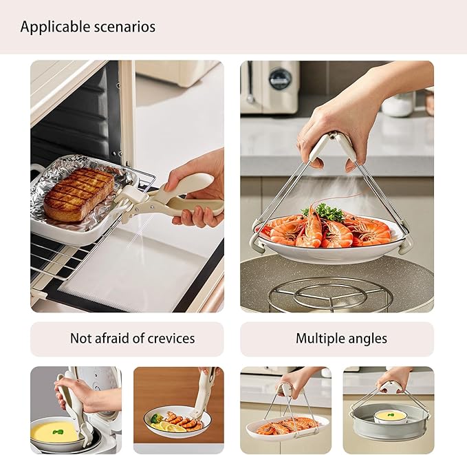 Hot Plate Gripper，bowl Holders for Hot Food，anti Scald Bowl Holder Clip，Stainless Steel Bowl Clip 2-Piece Set with Food Out From Instant Pot Microwave Oven，Air Fryer, Steamer