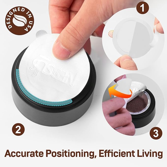 Nessus 200 PCS Original Aluminum Foil Seals Lids from Vertuo Reusable Pods Kit, [ALSeal EZ FIT] for Nespresso Refillable Pods, Compatible with Nespresso Vertuoline Machine(Foil Seals Only)