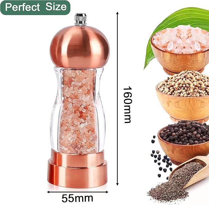Pepper Mill Set, Classical Hand Shake Pepper Grinder Set And Gorgeous Salt, Ceramic Blades With Adjustable Coarse Mill, Enjoy Best Fresh Ground Pepper Sea Salts Various spices