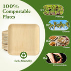 ECOLipak 6 Inch Compostable Palm Leaf Plate Like Bamboo Plate, 100 Pack Disposable Biodegradable Plates Suitable for Party, Dinner