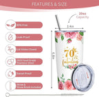 70th Birthday Gifts for Women, Gifts for 70 Year Old Woman, 70th Birthday 20oz Tumbler, 1955 Bday Gift for Women, 70th Bday Gift Ideas