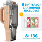 Cirkul 40oz Stainless Steel Insulated Tumbler Bundle in Apricot –Includes Flavor Cartridge Drink Mix Variety Pack, Zero Calories, No Sugar