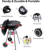 Charcoal Grill 18 inch Barbecue Grill with Waterproof Grill Cover for Outdoor Courtyard Picnic Camping Tailgating BBQ Kettle