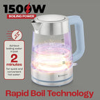 Electric Kettle for Boiling Hot Tea & Water | 1.8L Stainless Steel Borosilicate Glass Boiler With No Plastic, Automatic Shutoff, BPA Free, Fast Heating Technology