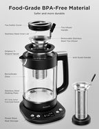 GoveeLife Smart Electric Kettle with Tea Infuser for Loose Leaf, 1.7 L Electric Tea Kettle with Brewing Program, Variable Temperature Control, 2 H Keep Warm & Auto Shut-Off, BPA Free. Black