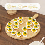 24 Holes Deviled Egg Platter,Wooden Round Deviled Egg Tray,Charcuterie Board Tray Holder Carrier for Kitchen Countertops,Serving Tray,Pizza,Pies,Barbecue,Snacks