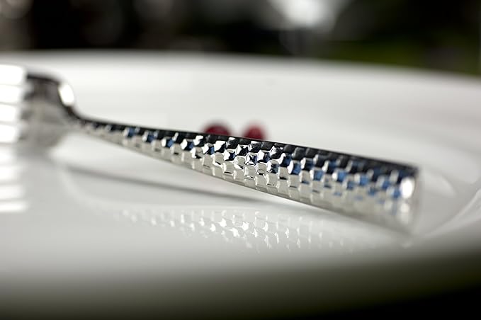 Fortessa Lucca Faceted 18/10 Stainless Steel Flatware Appetizer/Cake Fork, Set of 12