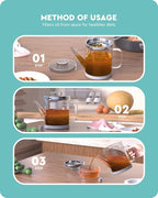 Baffect Glass Fat Separator, Bacon Grease Container with Strainer, Frying Oil Storage Can for Cooking (1L /4 Cups)