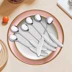 Creative spoons in multiple colors. They can be used to stir flower tea, coffee, and desserts. They're also great for decoration, collection, or as gifts. (silver with fine lines)