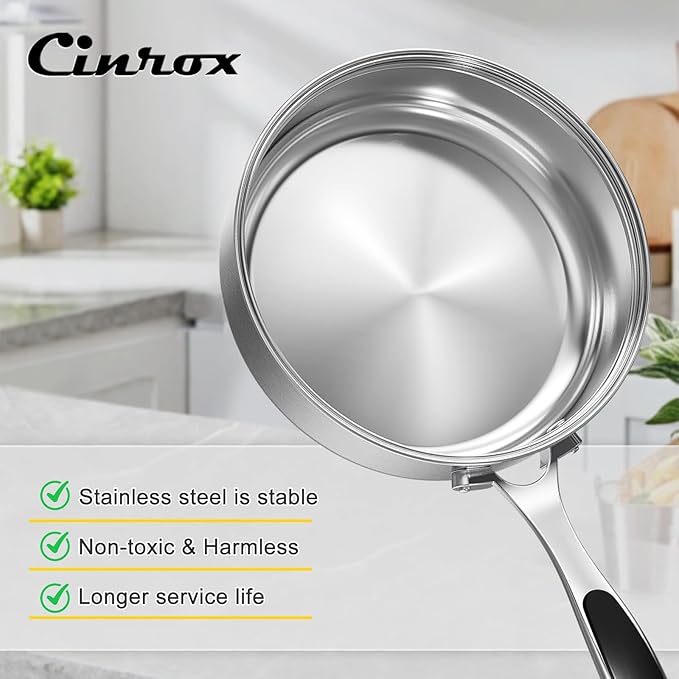 Stainless Steel Pots and Pans Set, 8 Pcs Non Toxic Cookware Set 5 Ply Base, Kitchen Pots Set, Induction Pans Set, Non Toxic 18/8 Dishwasher Safe