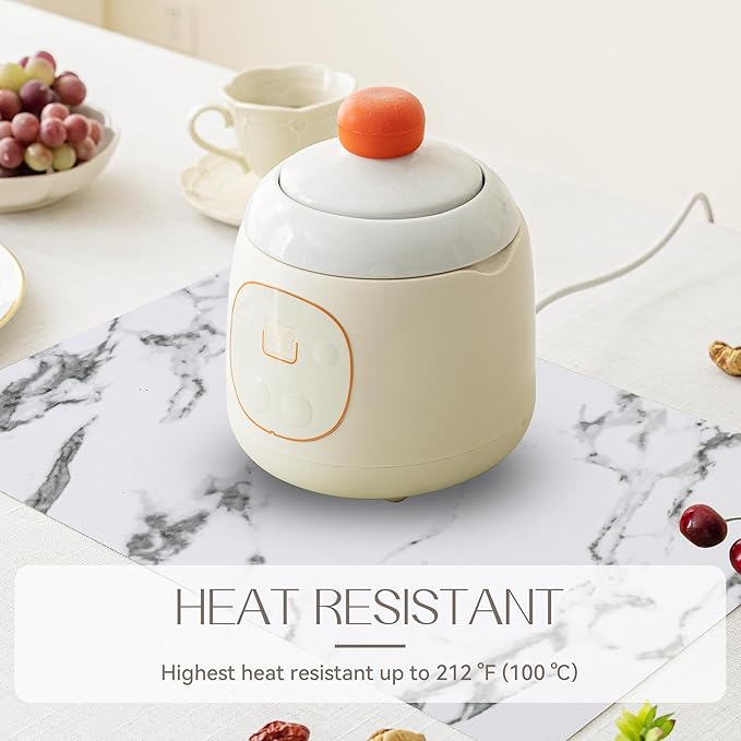 Romanstile Vinyl Placemats Set of 4-12 X 18 Inch - Heat Resistant Place Mats 100% Waterproof Oilproof Wipeable Reversible Faux Leather Table Mats for Kitchen/Dining/Party/Outdoor, Marble