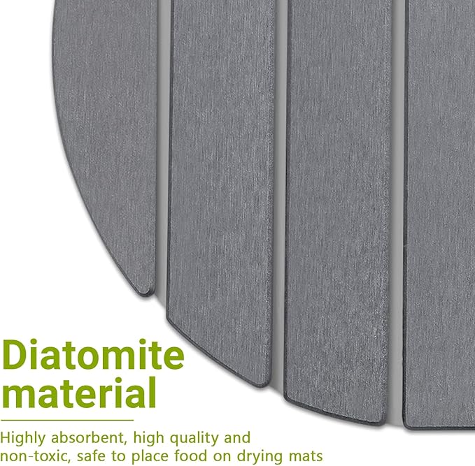 Quick Dry Stone Mat, Stone Drying Mat for Kitchen Counter, Large Dish Drying Mat - Diatomaceous Earth Dish Drying Mats, Modern Fast Dry Pad for Bathroom, 24"x16", DarkGray