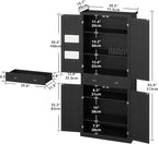 IRONCK Kitchen Pantry Storage Cabinet 83.9" H, with Barn Doors, Drawer, 4 Adjustable Shelves, Freestanding Cupboard for Dining Room Living Room, Laundry, Black