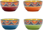 Bico Tunisian Cereal Bowls Set of 4, 26 oz Deep Ceramic Soup Bowls for Cereal, Salad, Noodles, Kitchen, Microwave and Dishwasher Safe, Gift for Housewarming and Thanksgiving