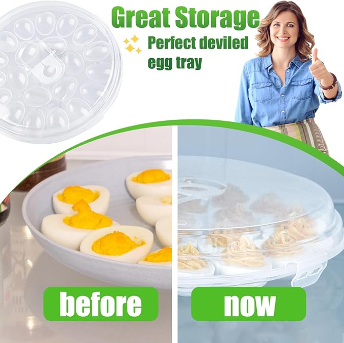 HAKSEN Deviled Egg Containers with Lid, 3PCS Deviled Egg Platter Carrier Holder Trays with 66 Slots for Party and Home Kitchen, Clear