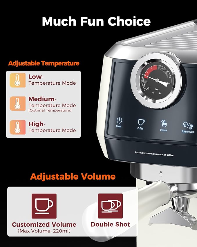 Tuni E2 58mm Espresso Machine 20Bar Espresso Maker, 𝐃𝐮𝐚𝐥 𝐁𝐨𝐢𝐥𝐞𝐫 Coffee Maker with 10mm Steam Milk Frother, Semi-automatic Coffee Machine with UKLA Pump for Espresso, Gift for Coffee Lover