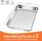 Herogo 10.5" x 8" x 2" Deep Baking Pan Set of 2, Stainless Steel Rectangle Sheet Cake Pan for Lasagna Brownies Casseroles Cakes, Dishwasher Safe & Durable