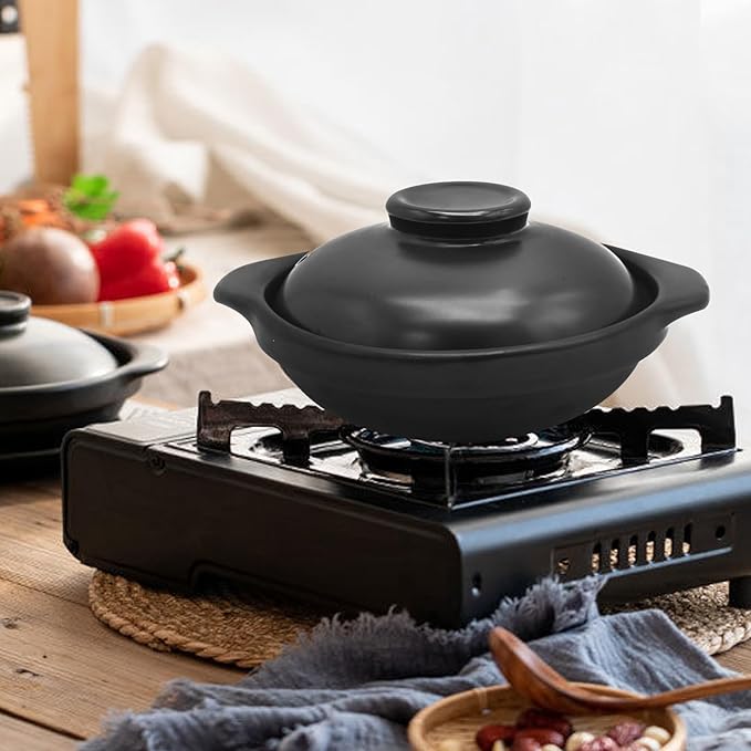 Ceramic Cooking Pot Clay Pots for Cooking with Lid Heat-resistant 20 oz Kitchen Clay Cooking Pot Cookware Casserole for Cooking Meat Soup Rice