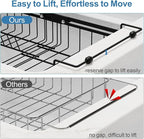 iSPECLE Expandable in Sink Dish Drying Rack - Adjustable Capacity Large Over The Sink Dish Drainer Drying Rack, Dish Rack with Utensil Holder, Black