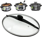 Oval Glass Lid Compatible with Hamilton Beach Slow Cooker (6quart) Model 33969 33866 33861, The Silicon Ring around the lid help to seal the pot, Clips help to lock the lid.