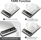 Fuzion Food Scale, 1g/0.1oz Kitchen Scale Grams and Ounces - 22lb, 7 Units, Tare & Timer Functions, Rechargeable Power, Tempered Glass & Stainless Steel - Digital Food Scale for Cooking, Baking