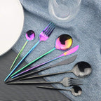 JASHII Flatware Set 24 Piece, Stainless Steel With Titanium Colorful Plated, Multicolor Flatware Set, Silverware, Rainbow Color Cutlery Set Service For 6