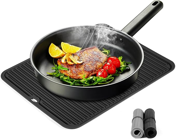 Silicone Trivet Mat Extra Large Heat Resistant Non-Slip Pot Holder Multi Purpose Kitchen Hot Pad for Hot Dish Mat Utensil Drying Rack 14.2"×11 "
