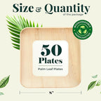 Palm Leaf Plates Bamboo Paper Plate Disposable 8 Inch 50 Bulk Appetizer Square Party Tableware Pack Biodegradable Compostable Wood Plate Better Plastic By KoalaLove