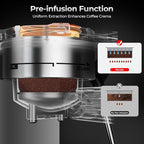 20 Bar Espresso Machine, Compact Espresso Coffee Maker with Milk Frother for Latte/Cappuccino, Auto Clean/34oz Removable Tank/Auto Shut-Off, Espresso Maker for Home/Office, Stainless Steel