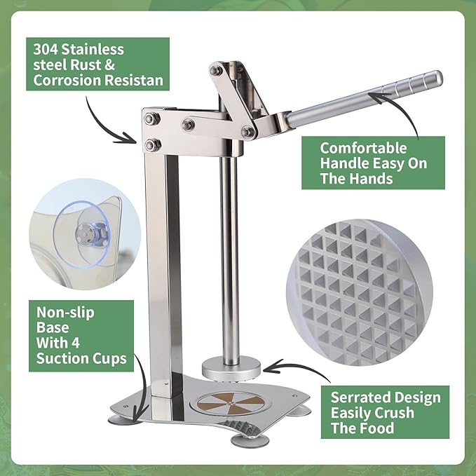 Professional Lemon Smasher Citrus Juicer - Heavy Duty Stainless Steel Manual Press Squeezer for Lime, Orange & Nut Crusher by Garwei