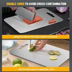 100% Pure Titanium Cutting Board for Kitchen 2mm Thickened, Easy to Clean, Dishwasher Safe, Double-Sided Chopping Board for Meat, Veggies, Fruits, Camping, Housewarming Gift (14.2" x 9.85")