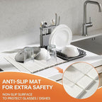 Large Stone Dish Drying Mats for Kitchen Counter, 24"(L)×16"(W) Collapsible Diatomaceous Earth Mats, Eco-Friendly Absorbent Dish Drying Mat for Dishes Bottles Cups, Match Any Countertop