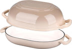 Enameled Cast Iron Sourdough Bread Oven, Dutch Oven, Loaf Cast Iron Bread Pan for Homemade Bread Baking, Meatloaf Pan with Lid, 5QT, Latte