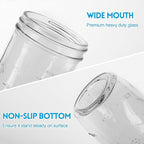 Mason Jars Wide Mouth 24oz, 10 pack Glass Pickle Canning Jars Food Storage With Airtight Mason Jar lids and Bands for Canning, Preserving, Fermenting, Pickling for Microwave/Freezer/Dishwasher