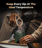 Heated Coffee Mug Rechargeable - Temperature Control Self Heating Coffee Mug 14oz with Lid, Double Sided & Real-Time LED Display, Hot up to 150℉, Birthday Gifts for Women and Men(Green)