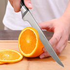 Premium Boning Knife with Sheath & Pocket Sharpener 6 Inch High Carbon Stainless Steel Japanese Fillet Professional Trimming Knife for Meat, Fish, Deboning