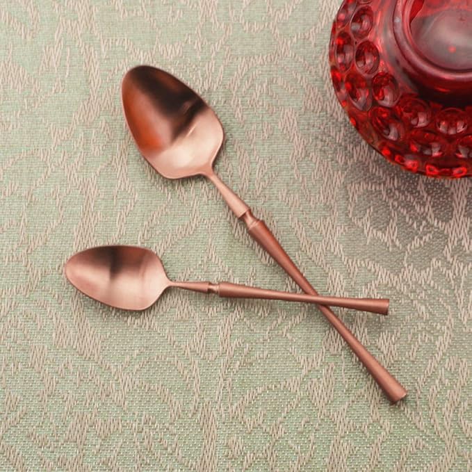 Gugrida Unique Flatware Set - 5 Piece Iridescent Silverware Sets | 18/10 Stainless Steel Reusable Cutlery Set | Luxury Rose Gold Utensils Service For 1 with Dessert Fork, Knife, Spoon, Dinner Fork