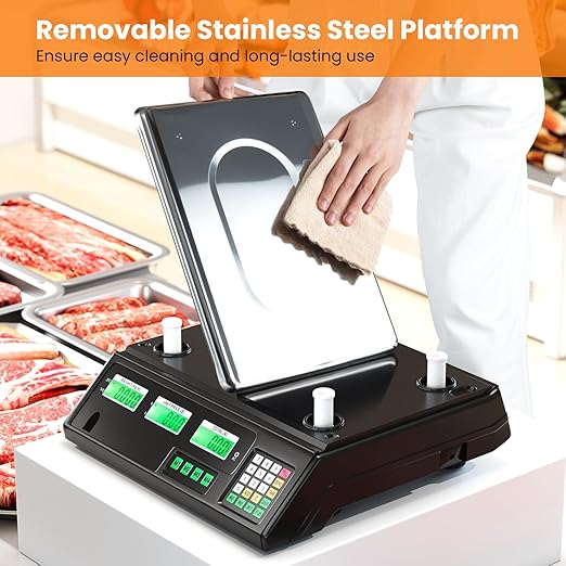 Goplus 88lb/40kg Price Computing Scale, Digital Commercial Food Scale with Counting Function, Stainless Steel Platform, Dual LCD Display for Farmers Market, Retail, Deli, Not for Trade